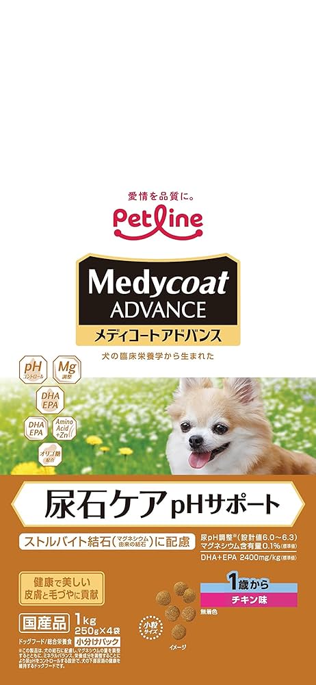 メディコート　アドバンス　尿石ケア　phサポート11才からチキン味　12kg Amazon.co.jp: メディコート アドバンス 尿石ケア pHサポート 1